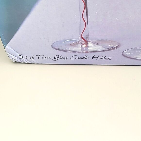 Classic Elements Set of Three Glass Red Candle Holders, NIB - Picture 3 of 6